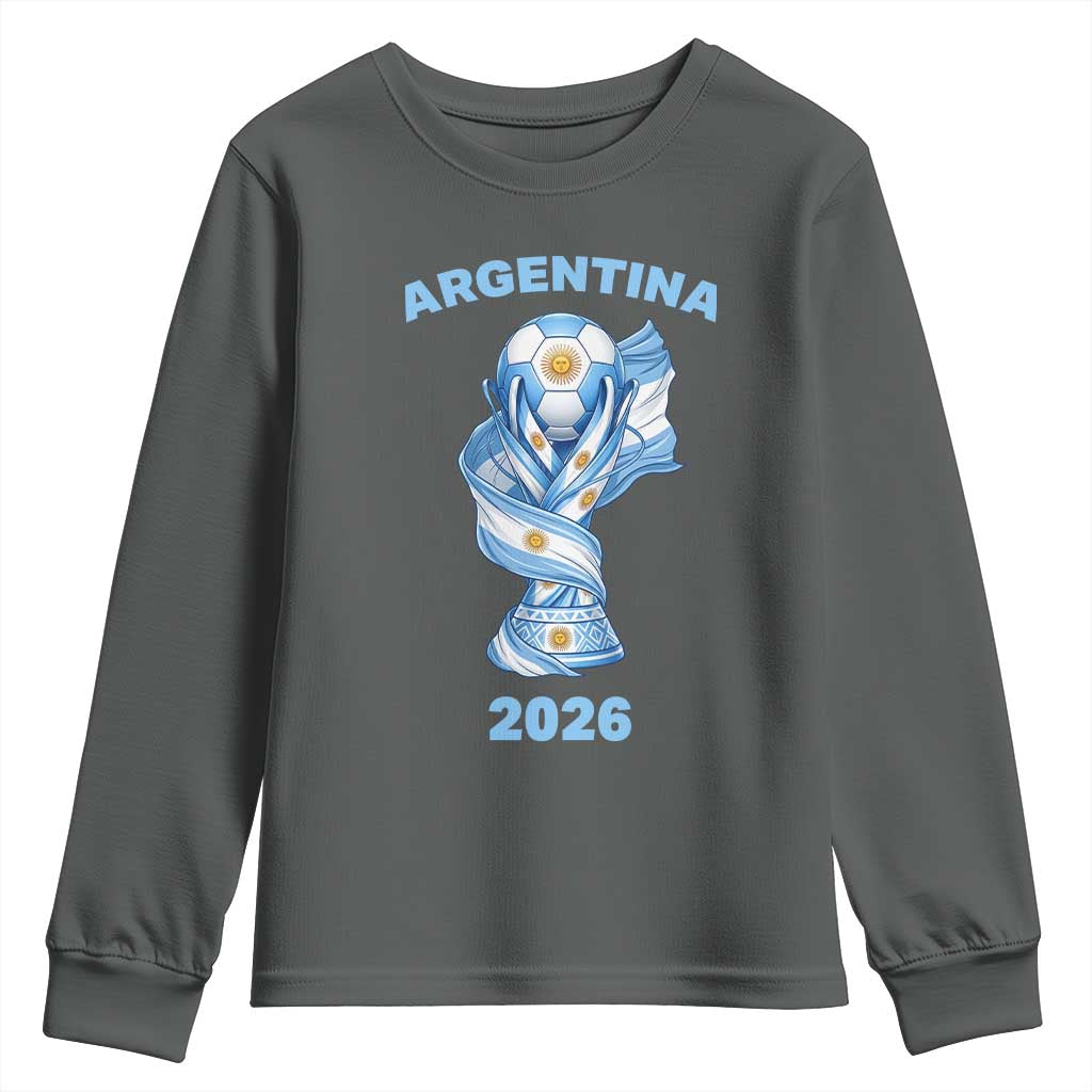 Proud Argentina Soccer 2026 Youth Sweatshirt World Football Fan Gift TS12 Dark Heather Print Your Wear