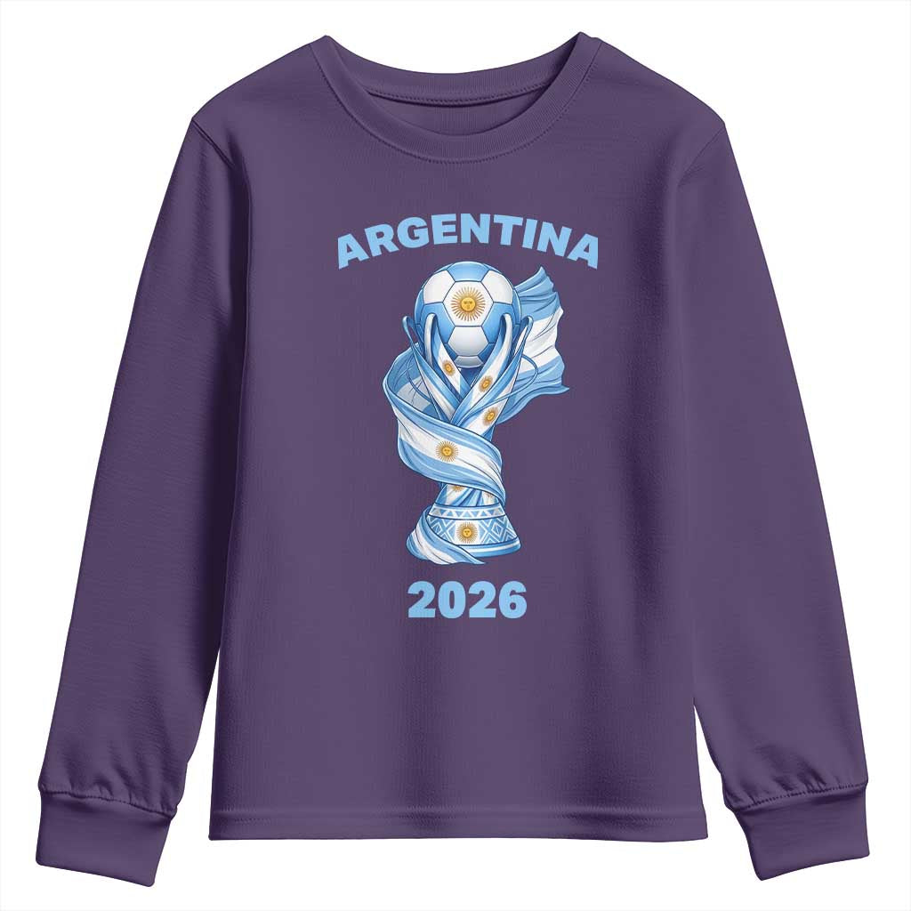Proud Argentina Soccer 2026 Youth Sweatshirt World Football Fan Gift TS12 Purple Print Your Wear