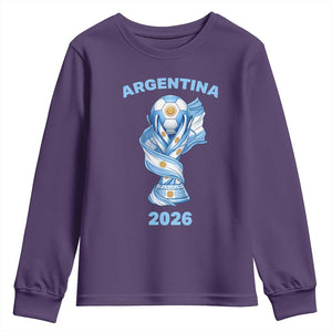 Proud Argentina Soccer 2026 Youth Sweatshirt World Football Fan Gift TS12 Purple Print Your Wear