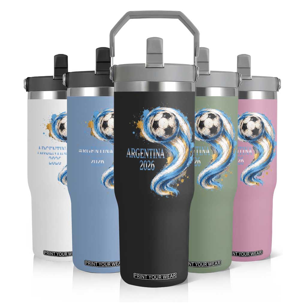 Argentina 2026 Soccer Fan Flip Straw Tumbler Proud Football Flag Supporter