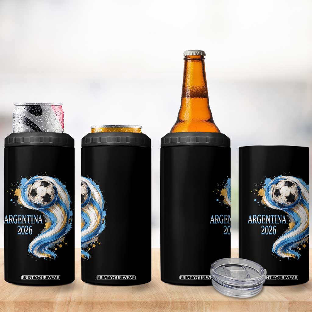 Argentina 2026 Soccer Fan 4 in 1 Can Cooler Tumbler Proud Football Flag Supporter