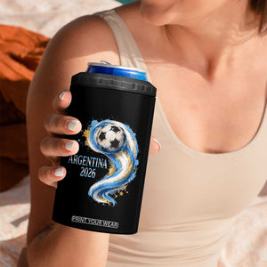 Argentina 2026 Soccer Fan 4 in 1 Can Cooler Tumbler Proud Football Flag Supporter