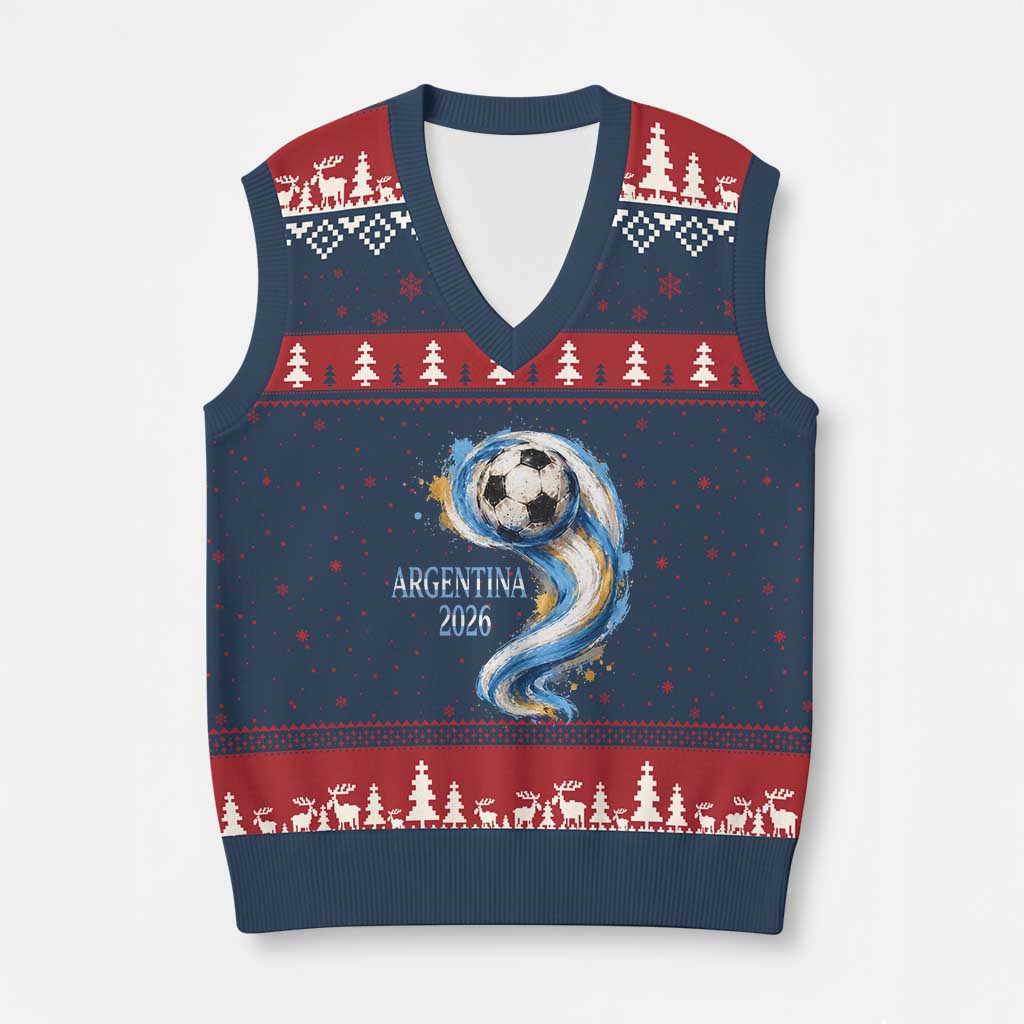 Argentina 2026 Soccer Fan V-Neck Knit Sweater Vest Proud Football Flag Supporter