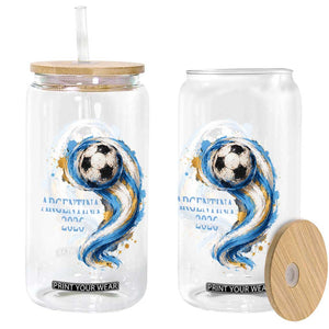 Argentina 2026 Soccer Fan Glass Can Proud Football Flag Supporter