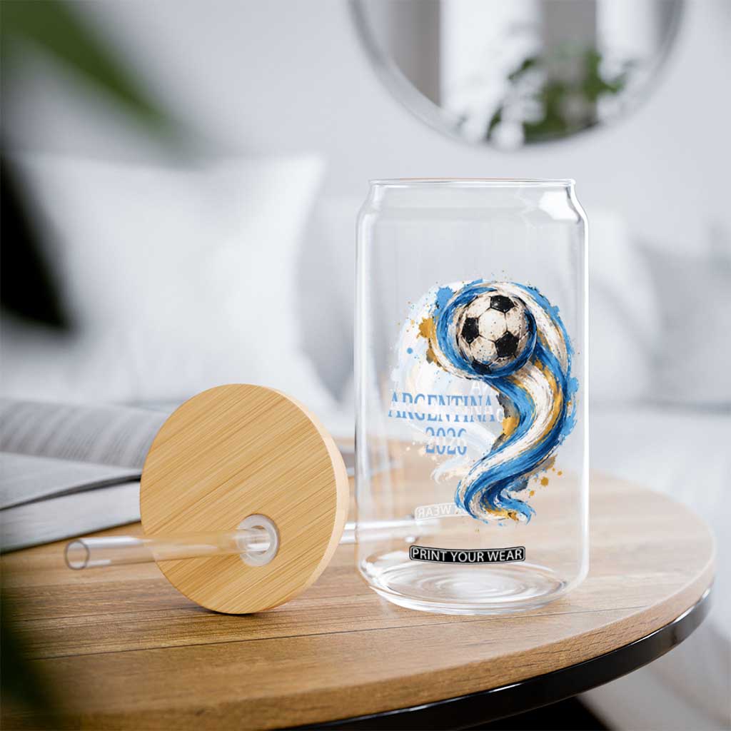 Argentina 2026 Soccer Fan Glass Can Proud Football Flag Supporter