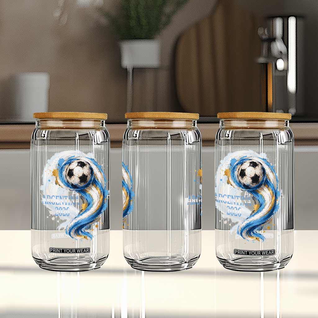 Argentina 2026 Soccer Fan Glass Can Proud Football Flag Supporter
