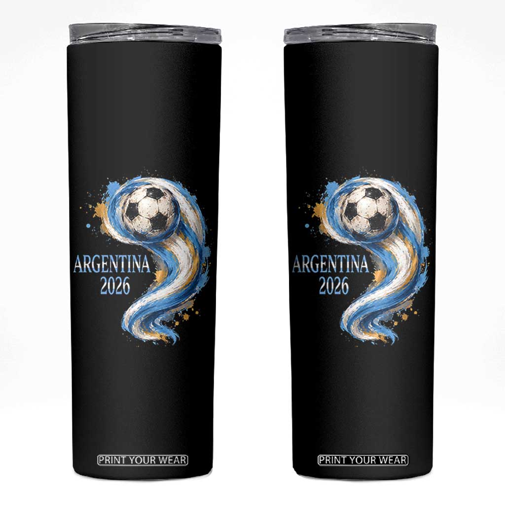 Argentina 2026 Soccer Fan Skinny Tumbler Proud Football Flag Supporter
