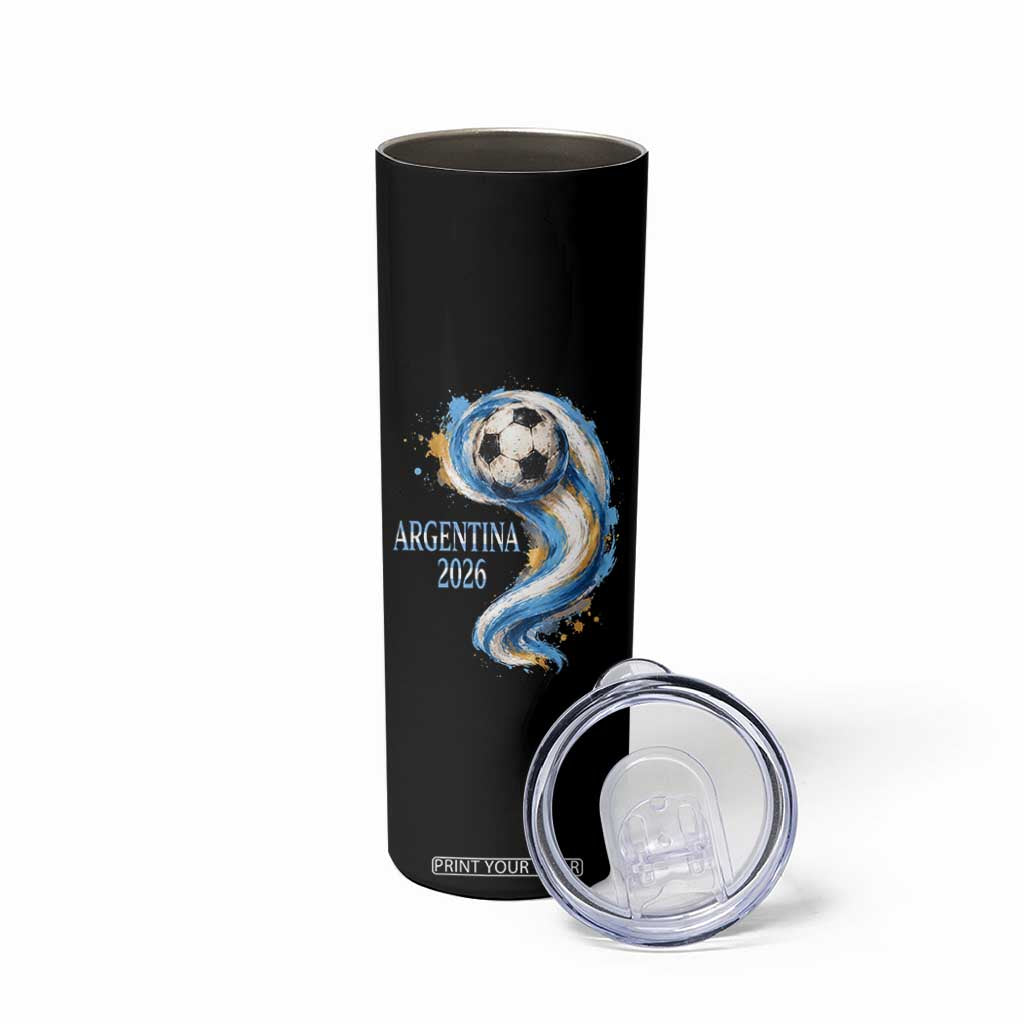 Argentina 2026 Soccer Fan Skinny Tumbler Proud Football Flag Supporter