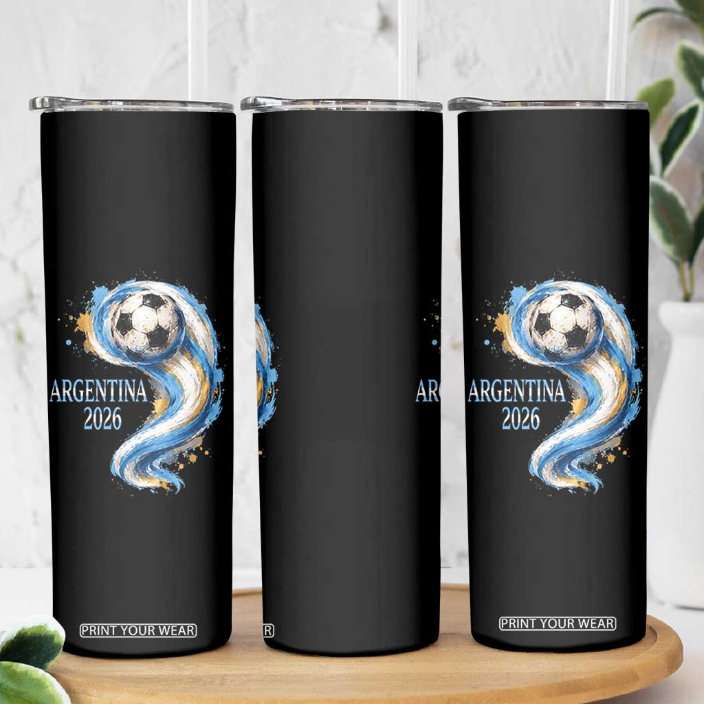Argentina 2026 Soccer Fan Skinny Tumbler Proud Football Flag Supporter