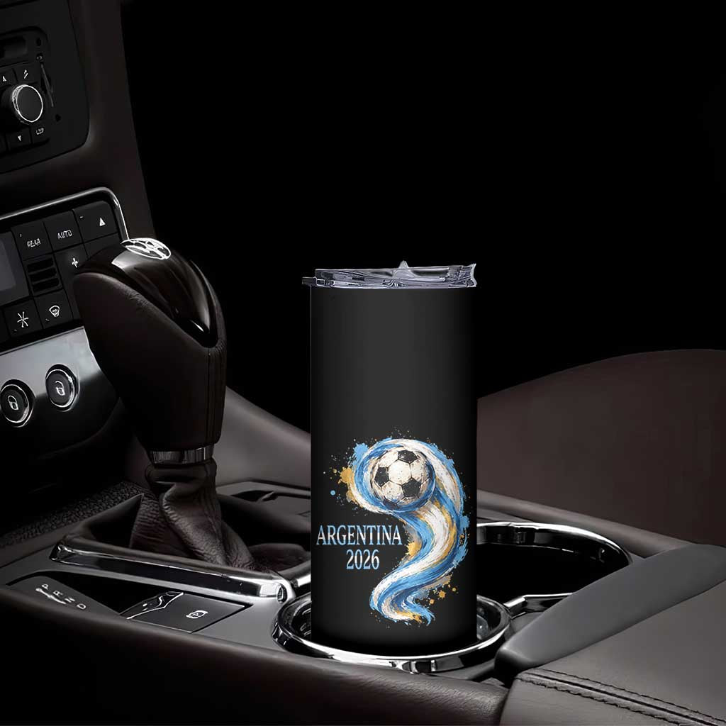 Argentina 2026 Soccer Fan Skinny Tumbler Proud Football Flag Supporter