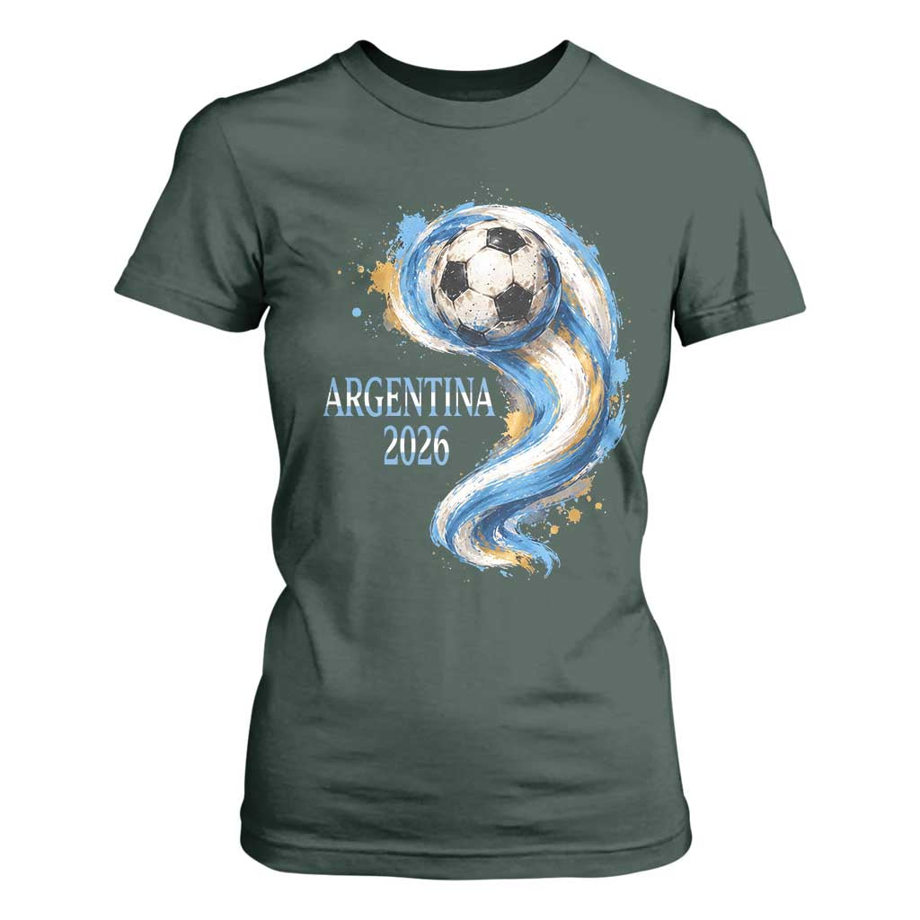 Argentina 2026 Soccer Fan T Shirt For Women Proud Football Flag Supporter