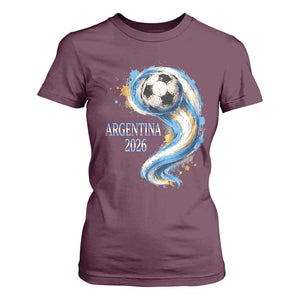 Argentina 2026 Soccer Fan T Shirt For Women Proud Football Flag Supporter