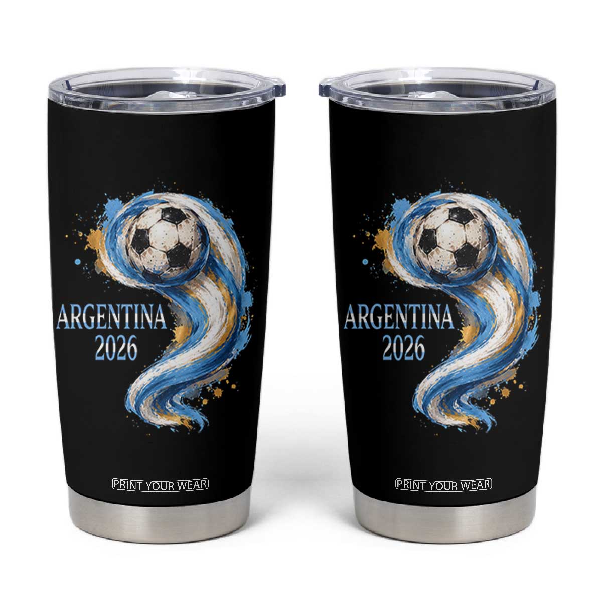 Argentina 2026 Soccer Fan Tumbler Cup Proud Football Flag Supporter