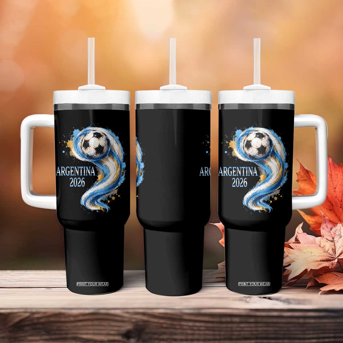 Argentina 2026 Soccer Fan Tumbler With Handle Proud Football Flag Supporter