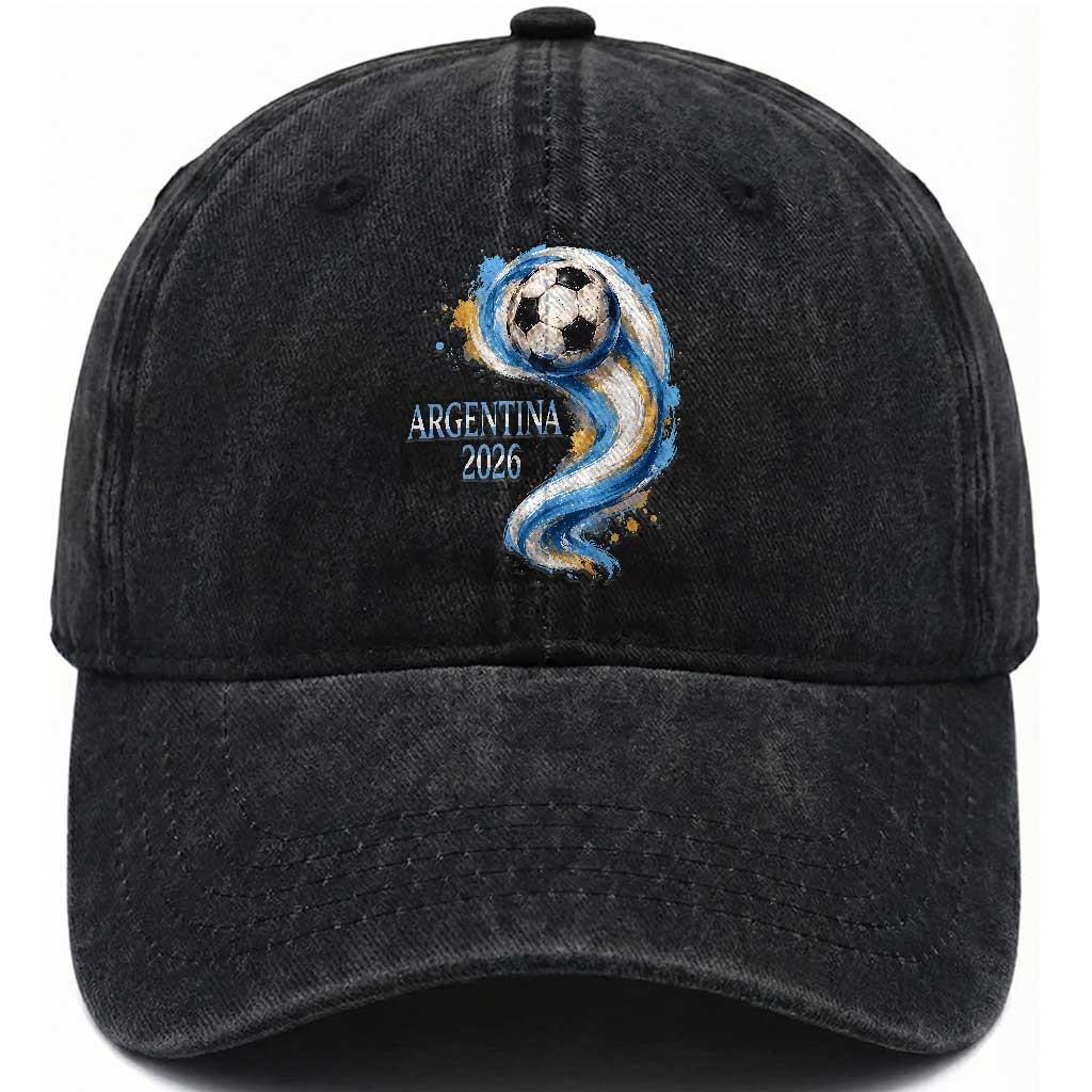 Argentina 2026 Soccer Fan Washed Cotton Baseball Cap Proud Football Flag Supporter