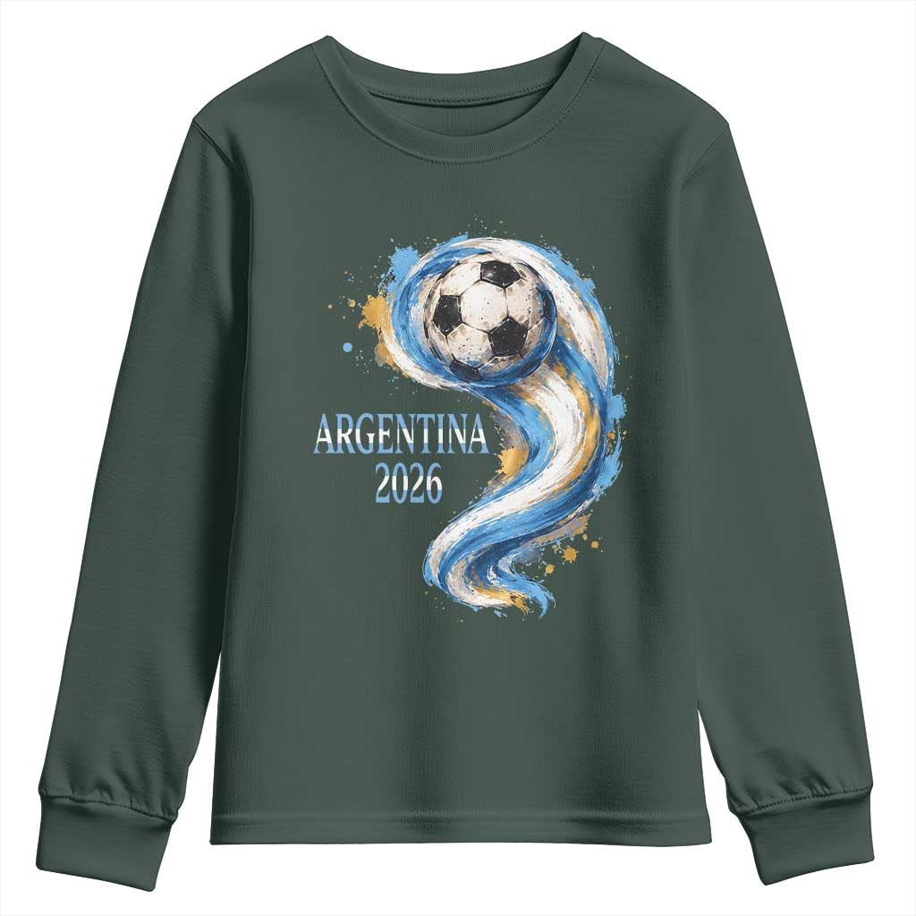 Argentina 2026 Soccer Fan Youth Sweatshirt Proud Football Flag Supporter