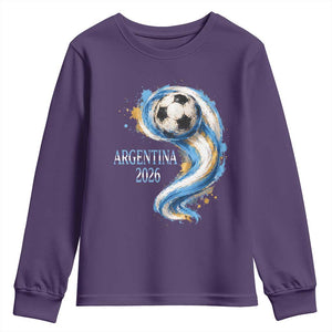 Argentina 2026 Soccer Fan Youth Sweatshirt Proud Football Flag Supporter