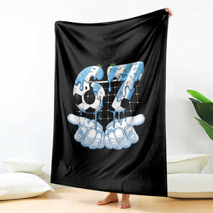 Funny Argentina Six Seven Football Meme Throw Blanket Gen Alpha Soccer Fan