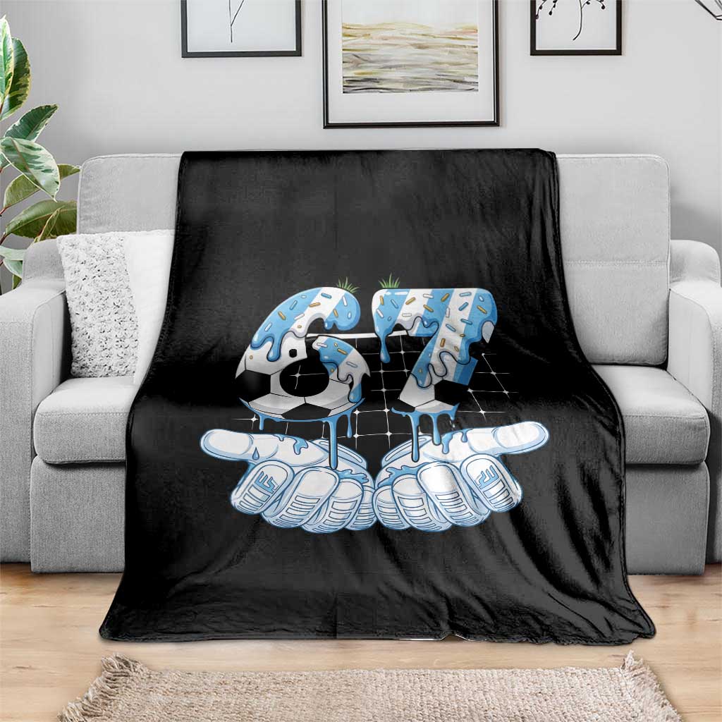 Funny Argentina Six Seven Football Meme Throw Blanket Gen Alpha Soccer Fan