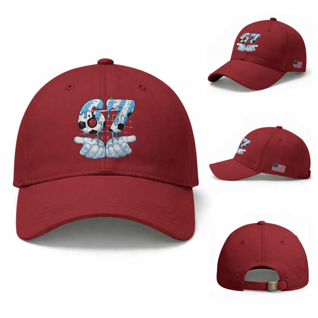 Funny Argentina Six Seven Football Meme Baseball Cap Gen Alpha Soccer Fan