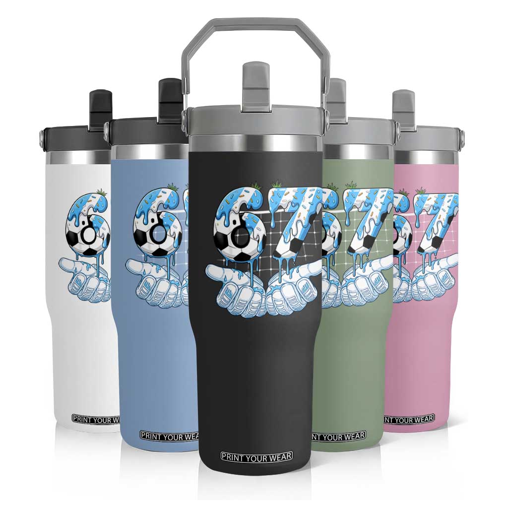 Funny Argentina Six Seven Football Meme Flip Straw Tumbler Gen Alpha Soccer Fan