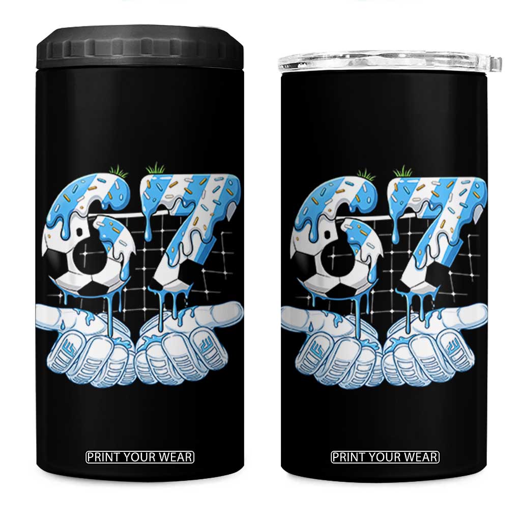 Funny Argentina Six Seven Football Meme 4 in 1 Can Cooler Tumbler Gen Alpha Soccer Fan