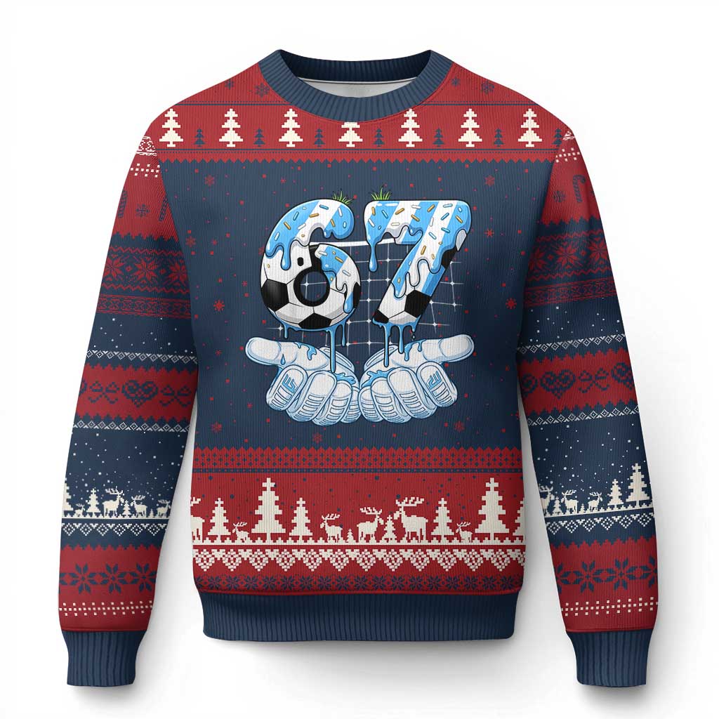 Funny Argentina Six Seven Football Meme Ugly Christmas Sweater Gen Alpha Soccer Fan
