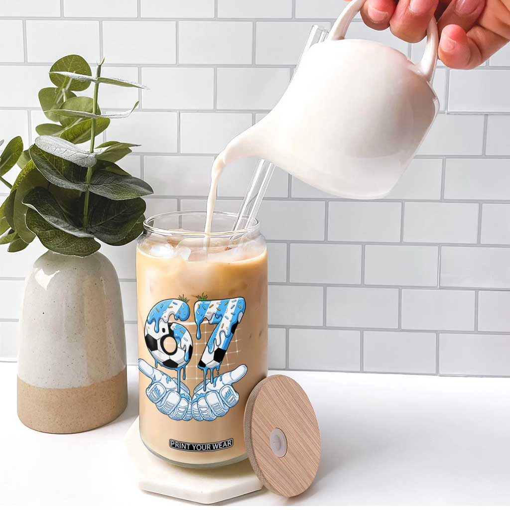 Funny Argentina Six Seven Football Meme Glass Can Gen Alpha Soccer Fan