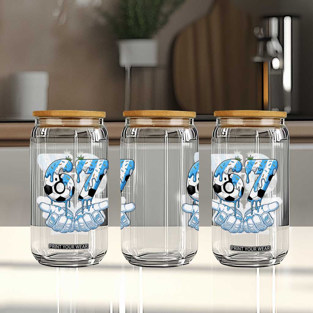 Funny Argentina Six Seven Football Meme Glass Can Gen Alpha Soccer Fan