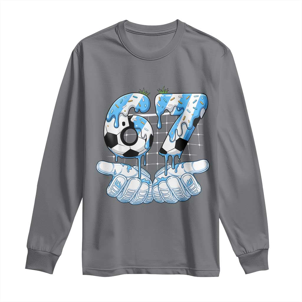 Funny Argentina Six Seven Football Meme Long Sleeve Shirt Gen Alpha Soccer Fan