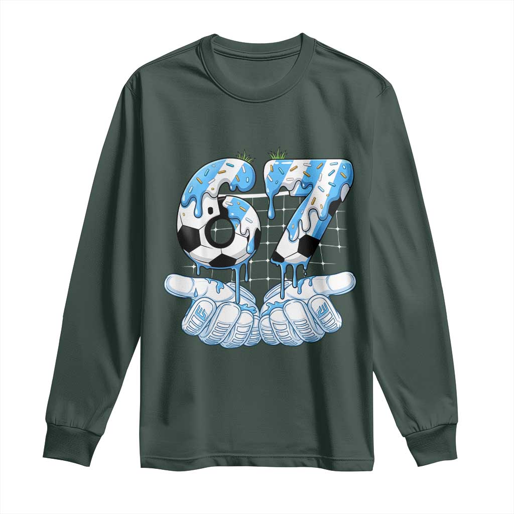 Funny Argentina Six Seven Football Meme Long Sleeve Shirt Gen Alpha Soccer Fan