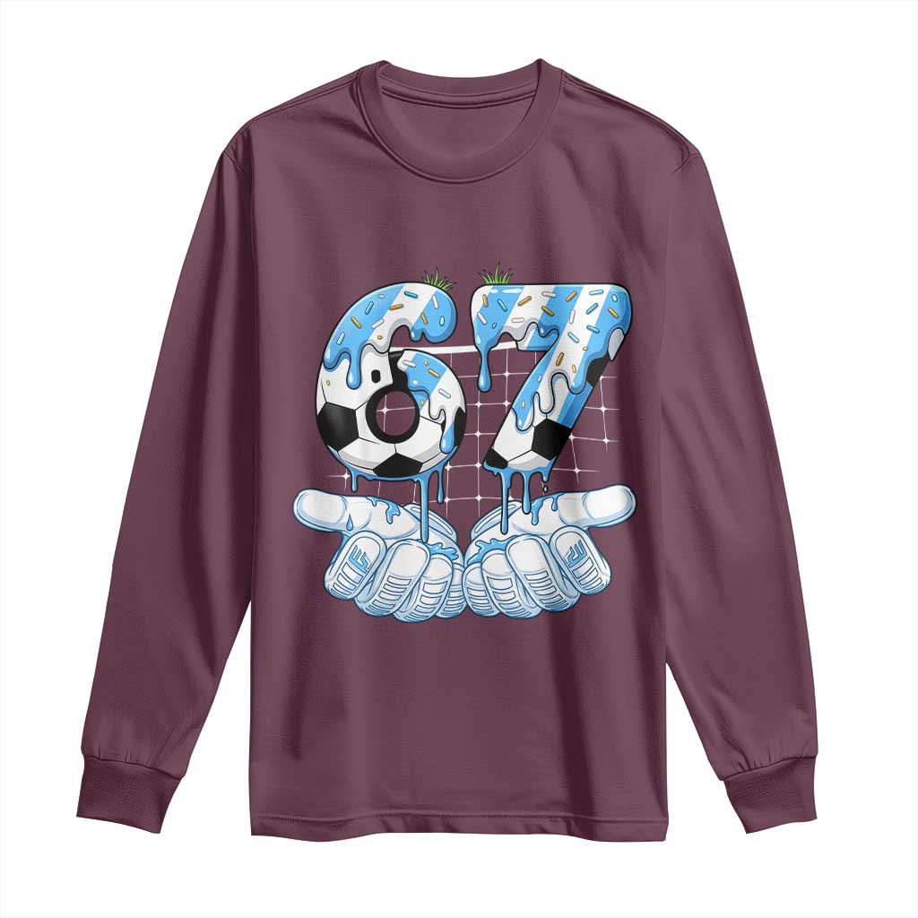 Funny Argentina Six Seven Football Meme Long Sleeve Shirt Gen Alpha Soccer Fan