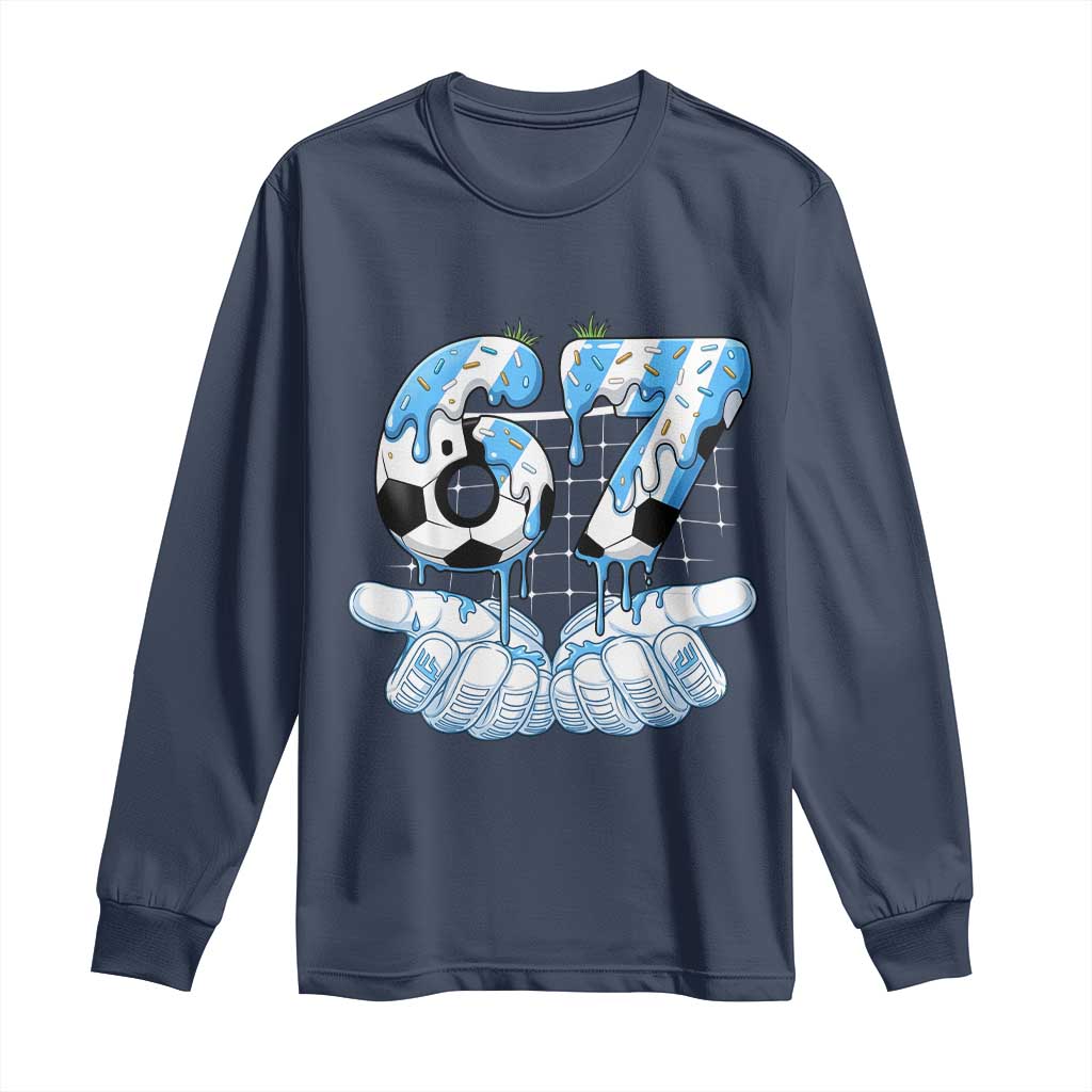 Funny Argentina Six Seven Football Meme Long Sleeve Shirt Gen Alpha Soccer Fan