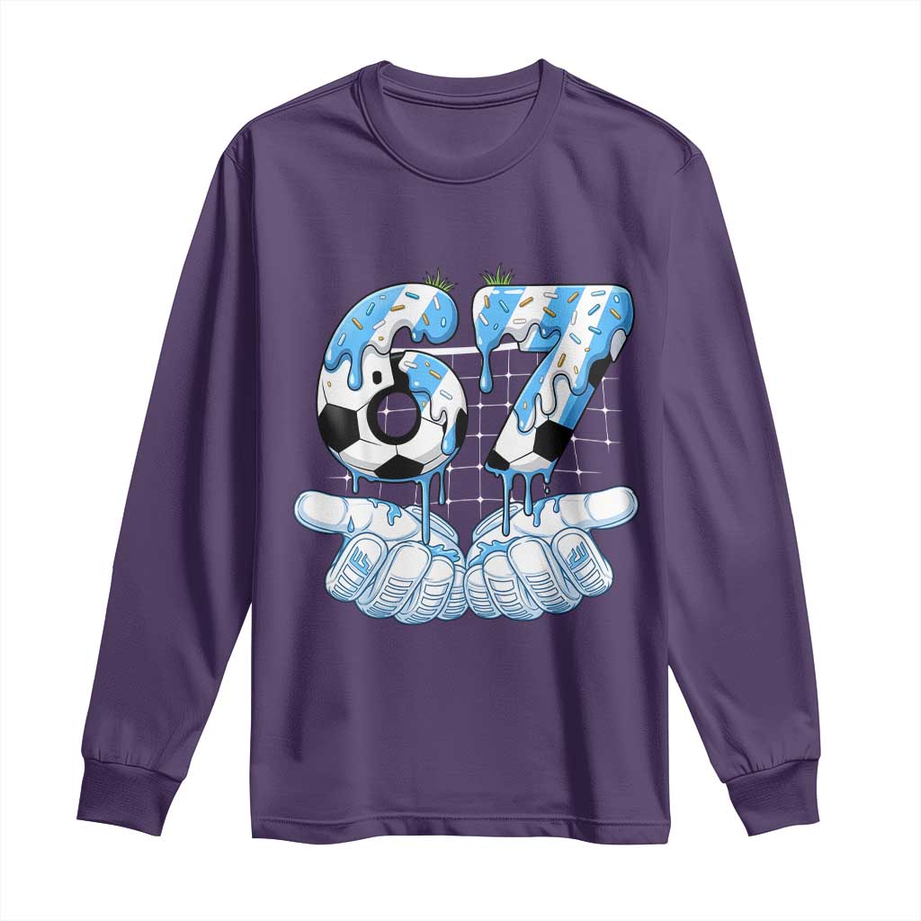 Funny Argentina Six Seven Football Meme Long Sleeve Shirt Gen Alpha Soccer Fan