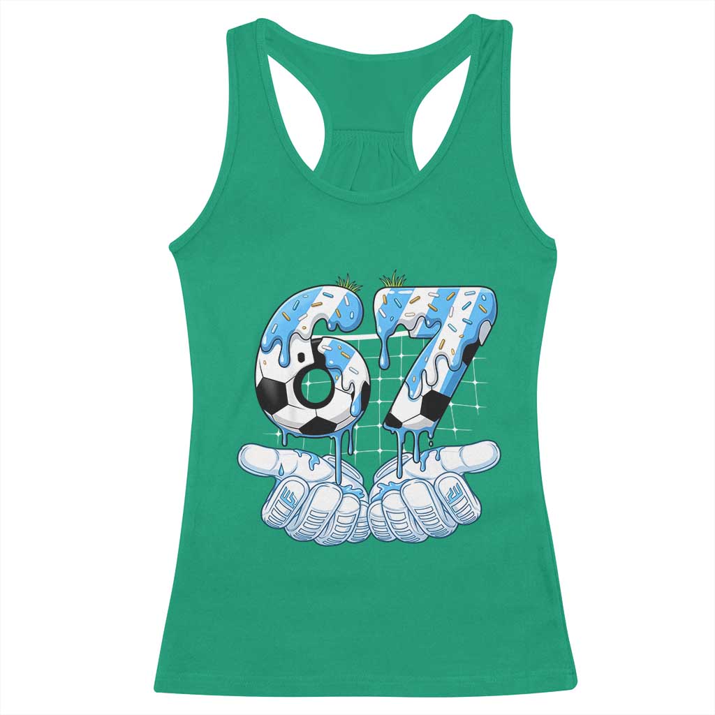 Funny Argentina Six Seven Football Meme Racerback Tank Top Gen Alpha Soccer Fan