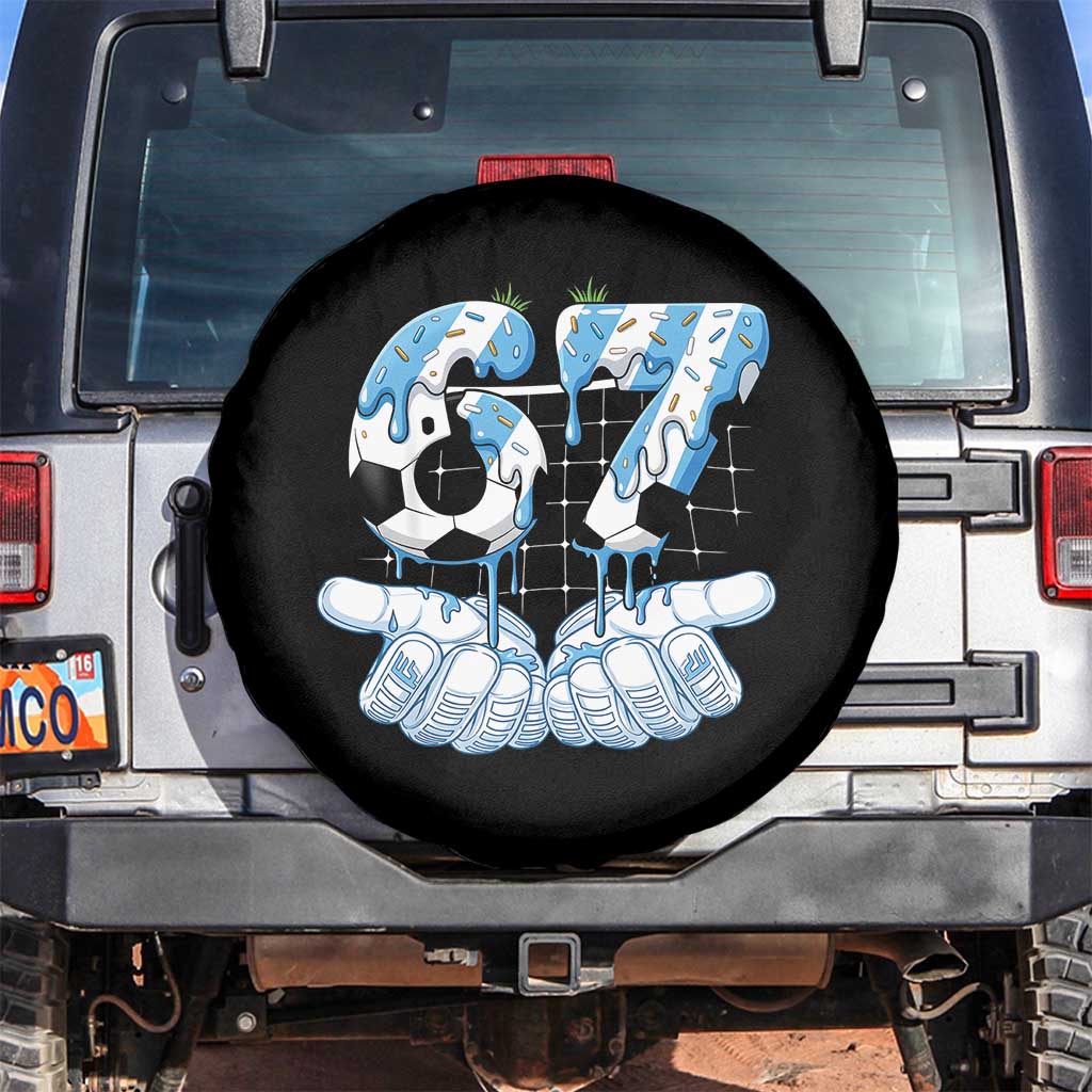 Funny Argentina Six Seven Football Meme Spare Tire Cover Gen Alpha Soccer Fan TS12 No hole Black Print Your Wear