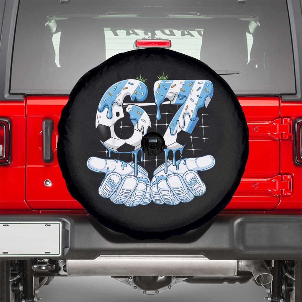 Funny Argentina Six Seven Football Meme Spare Tire Cover Gen Alpha Soccer Fan