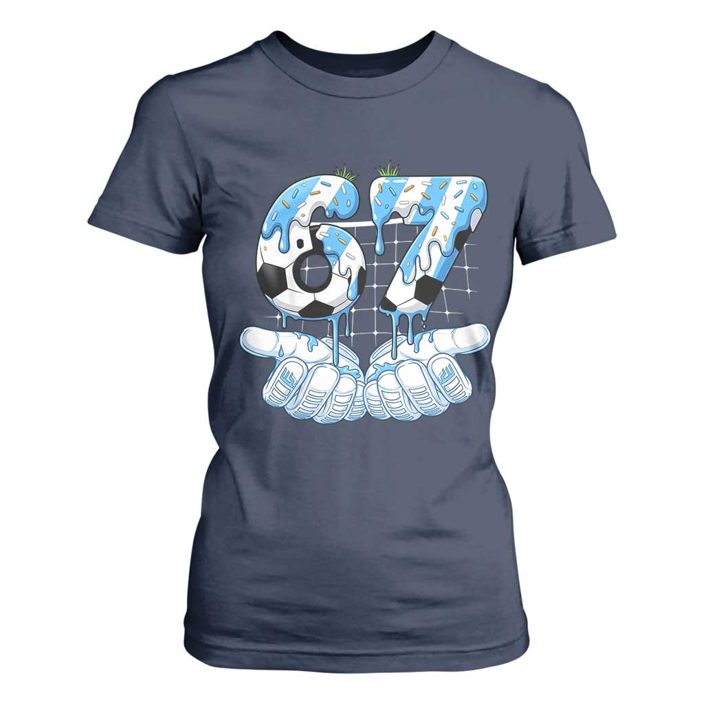 Funny Argentina Six Seven Football Meme T Shirt For Women Gen Alpha Soccer Fan