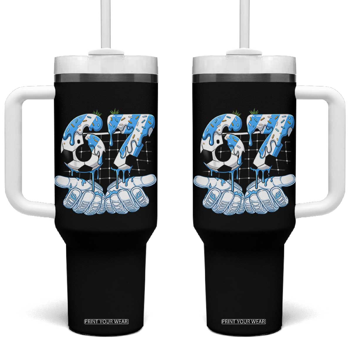Funny Argentina Six Seven Football Meme Tumbler With Handle Gen Alpha Soccer Fan TS12 One Size: 40 oz Black Print Your Wear