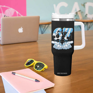 Funny Argentina Six Seven Football Meme Tumbler With Handle Gen Alpha Soccer Fan