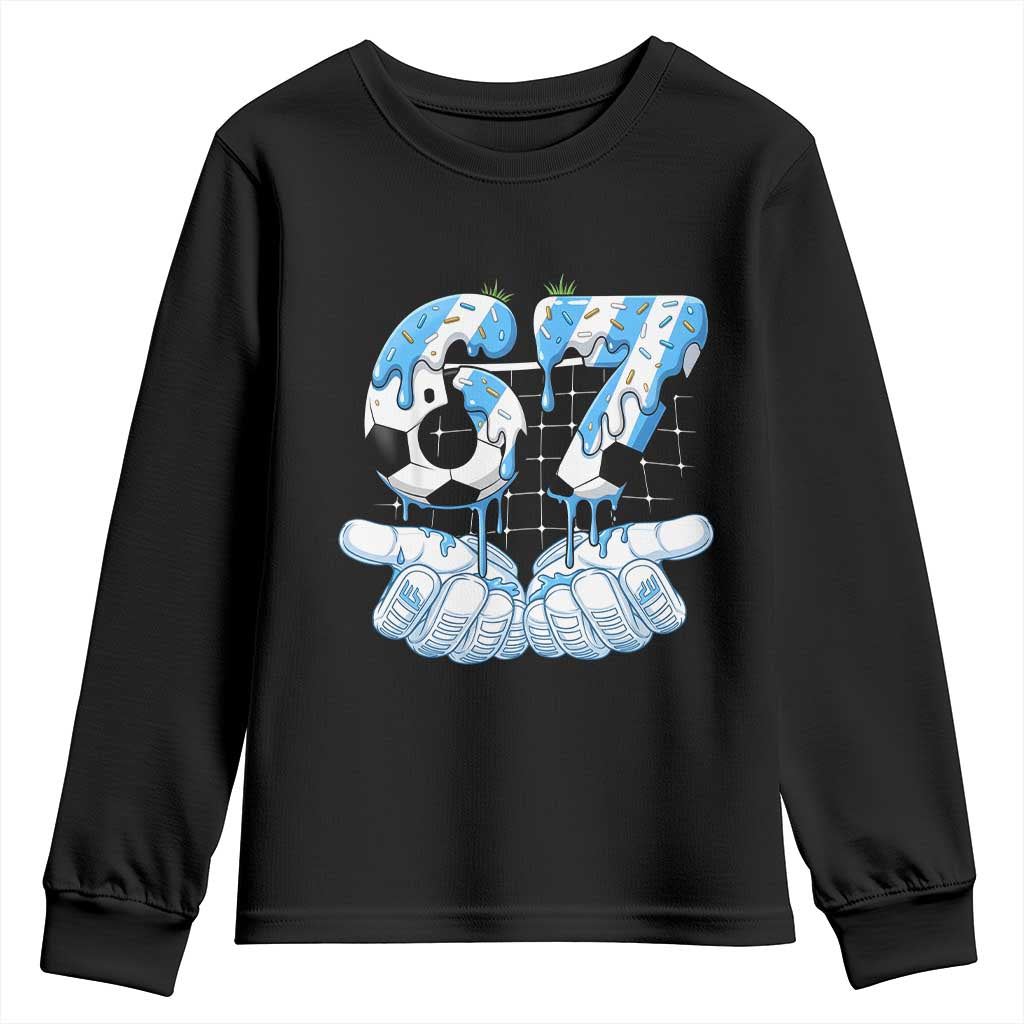 Funny Argentina Six Seven Football Meme Youth Sweatshirt Gen Alpha Soccer Fan TS12 Black Print Your Wear