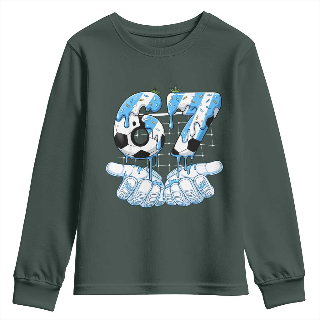 Funny Argentina Six Seven Football Meme Youth Sweatshirt Gen Alpha Soccer Fan