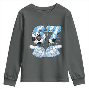 Funny Argentina Six Seven Football Meme Youth Sweatshirt Gen Alpha Soccer Fan