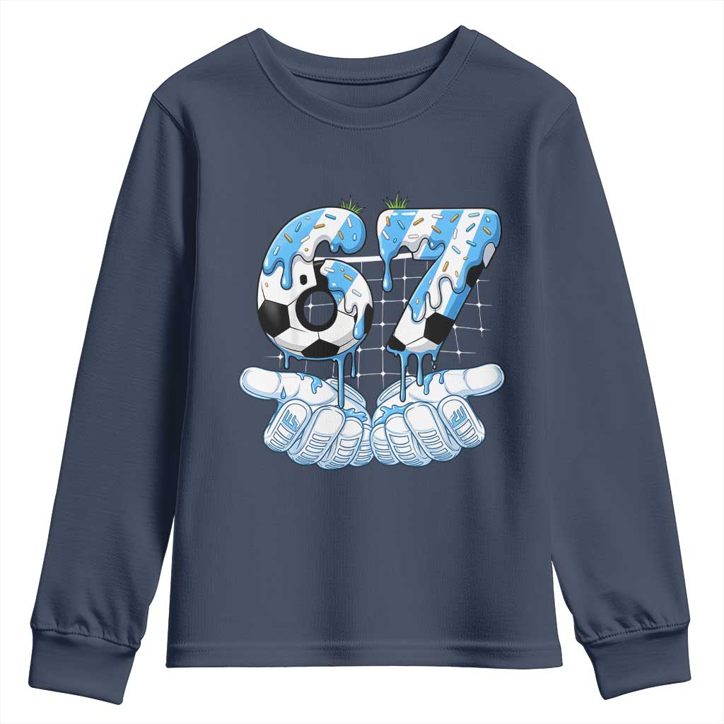 Funny Argentina Six Seven Football Meme Youth Sweatshirt Gen Alpha Soccer Fan