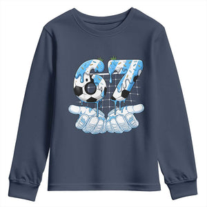 Funny Argentina Six Seven Football Meme Youth Sweatshirt Gen Alpha Soccer Fan
