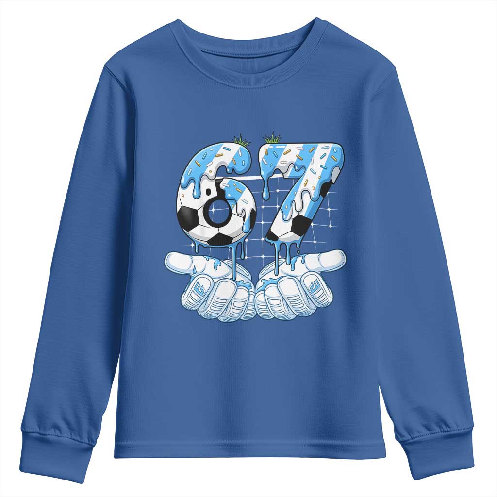Funny Argentina Six Seven Football Meme Youth Sweatshirt Gen Alpha Soccer Fan