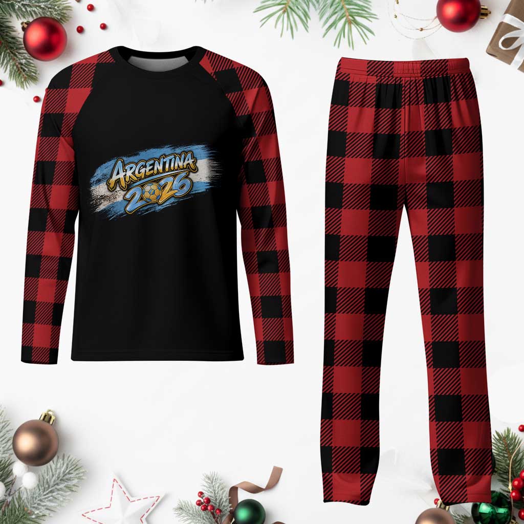 Vintage Argentina Soccer Pride 2026 Graphic Plaid Pajama Set