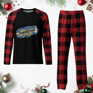 Vintage Argentina Soccer Pride 2026 Graphic Plaid Pajama Set