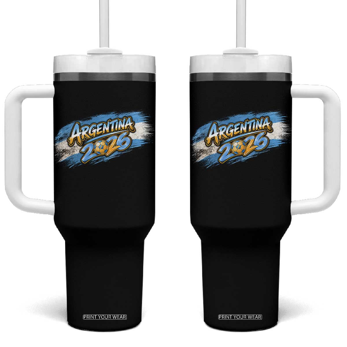 Vintage Argentina Soccer Pride 2026 Graphic Tumbler With Handle TS12 One Size: 40 oz Black Print Your Wear