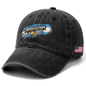 Vintage Argentina Soccer Pride 2026 Graphic Washed Cotton Baseball Cap